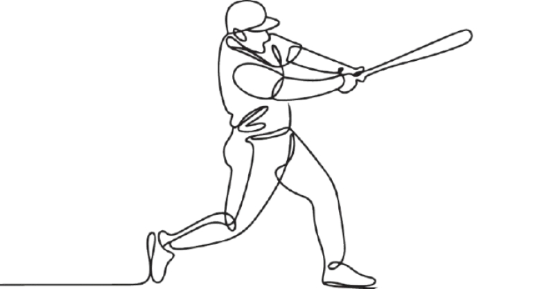 Line drawing of a baseball player