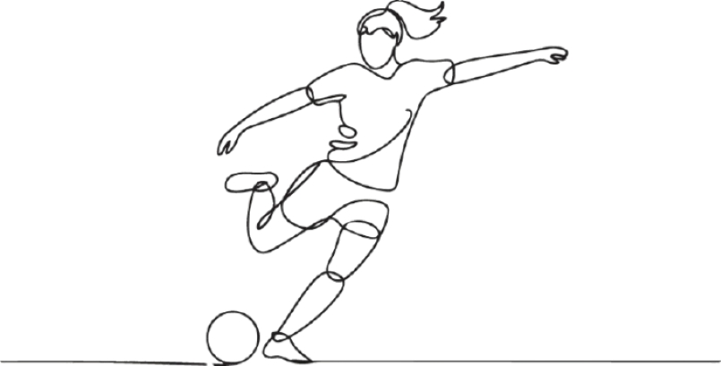 Line drawing of a soccer player